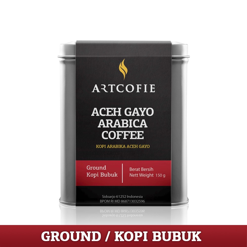 

Artcofie Kopi Aceh Gayo Arabica Tin Box Biji / Bubuk 150g