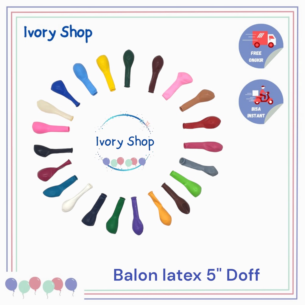 Balon Latex 5 inch per pack isi 100 warna doff Pearl metalik Balon 5"