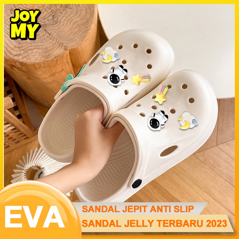 Sandal baim wanita dewasa import terbaru 2023 Sendal kodok wanita crocs kekinian karet tebal Sandal Fuji jelly wanita Nyaman Lembut Fashion Murah