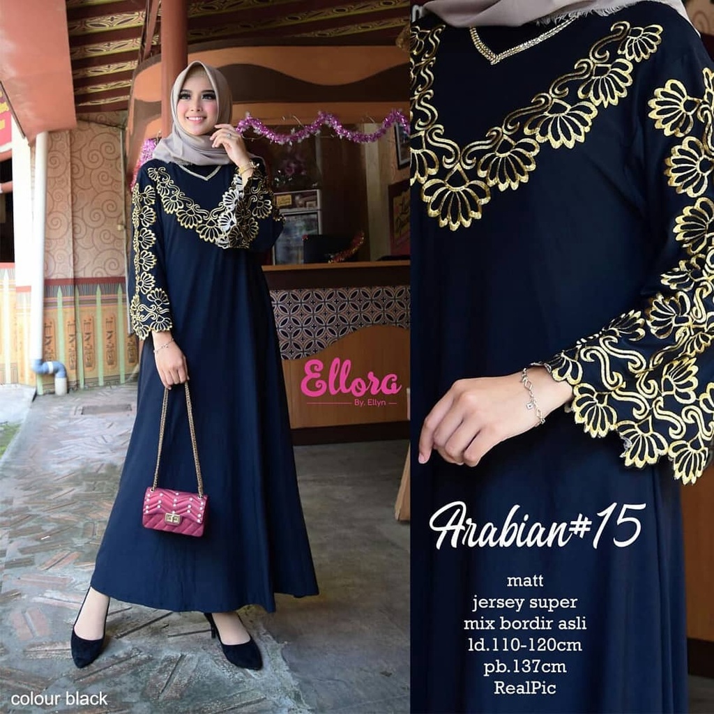 Millaty Maxy Gamis Muslim Jumbo Bordir Komputer Bahan Jersey Dress Arabian Arab Arabiana Motif Bunga Baju Muslimah Remaja Jersi Polos Ld 100cm Melar Samapai 130cm Dres Kondangan Seragaman Premium Murah Greentea Navi Marun Purple Moccarose Toska Hitam