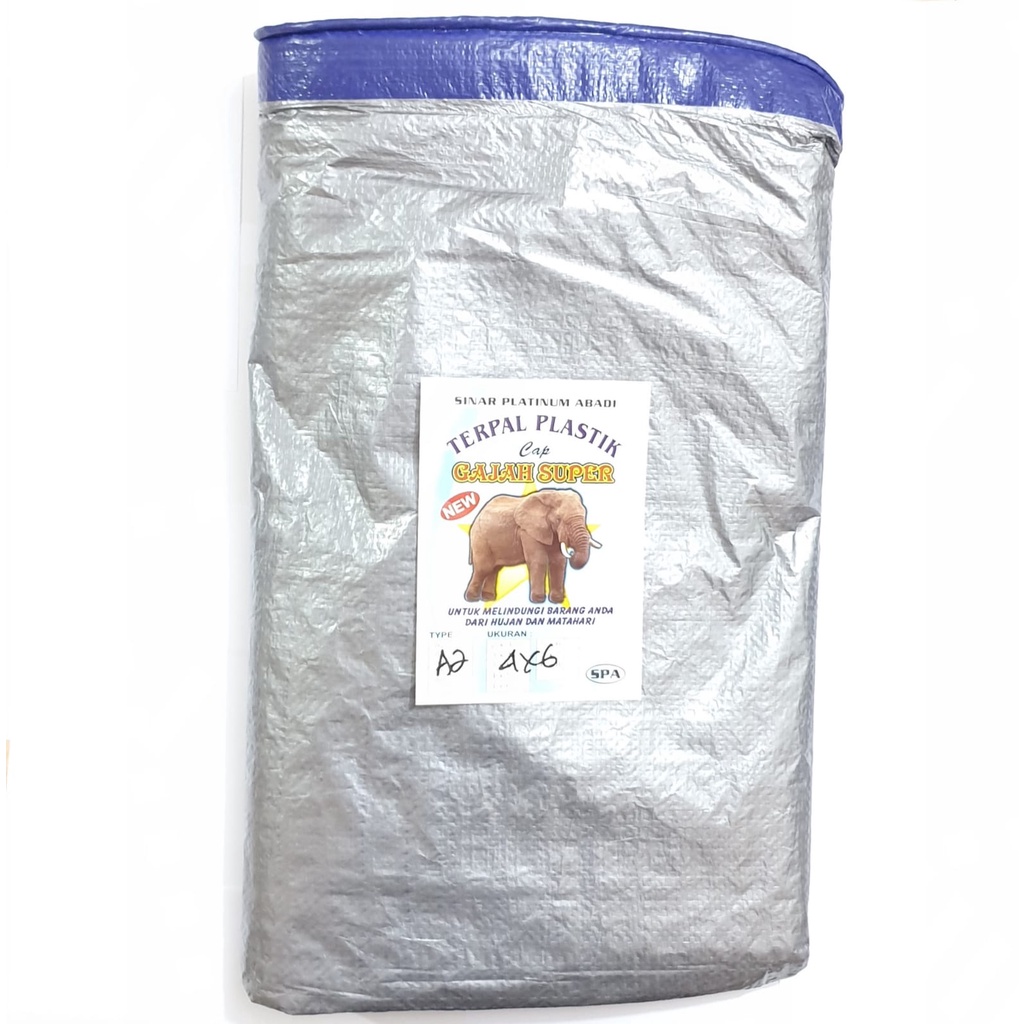 Gajah Super 100% A2 4x6 Meter Biru Silver Terpal Plastik Bagus  Awet Dan Murah