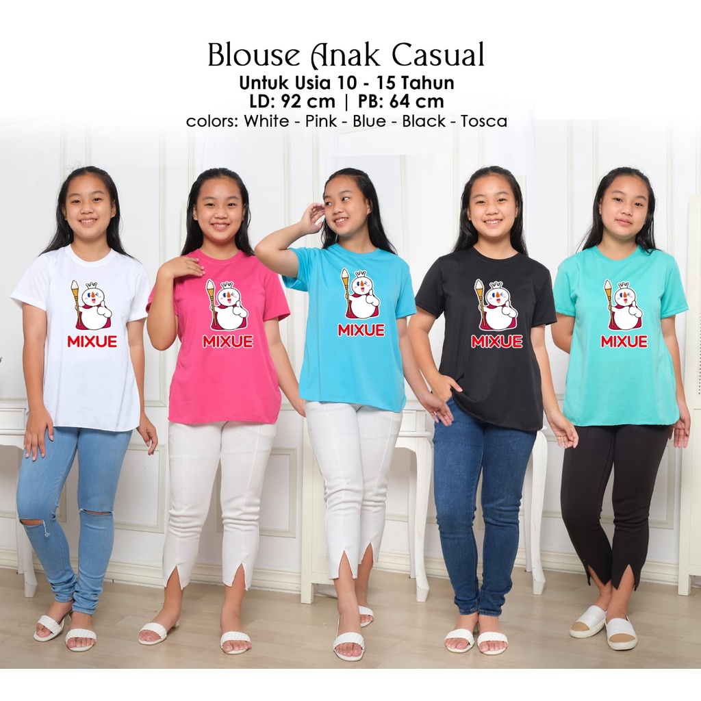 Kaos Casual Anak Perempuan Mixue Top 10-1 Tahun