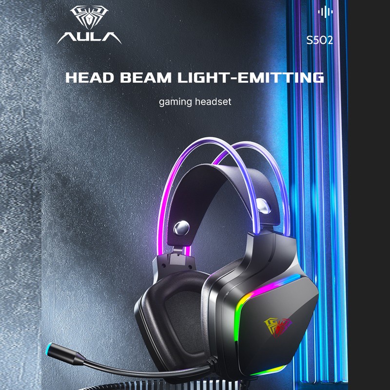 Headset Gaming AULA S502 USB Streamer Light RGB Running Headset