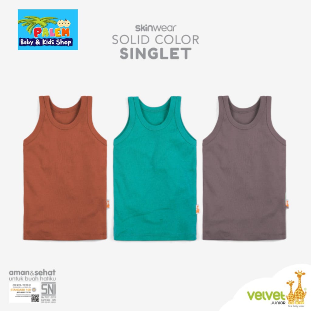 Velvet Junior Singlet Motif Printing Size S , M ,L ,LB , 2 , 3 isi 3pcs