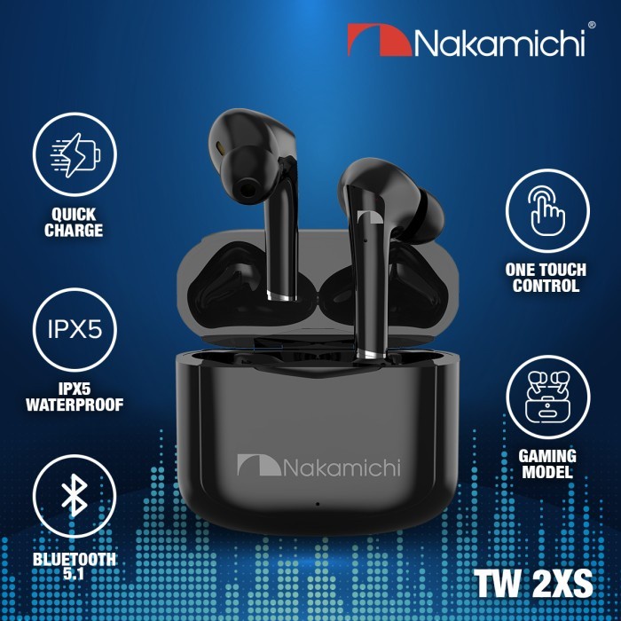 Terlaris Nakamichi Tw2Xs True Wireless Earphone Earbuds Gamer Tw 2Xs Tws Gaming