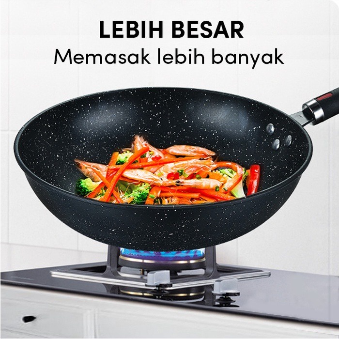 PROMO Panci set Free pisau teflon lengkap tebal anti lengket cookware panci kayu kuat tahan api wajan Best quality-TERMURAH