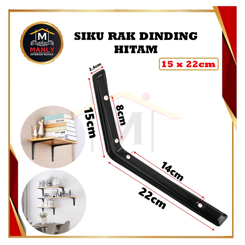 Siku Rak Dinding Besi L Rak Penyangga Bracket Ambalan Siku Breket KUAT Hitam Dan Putih