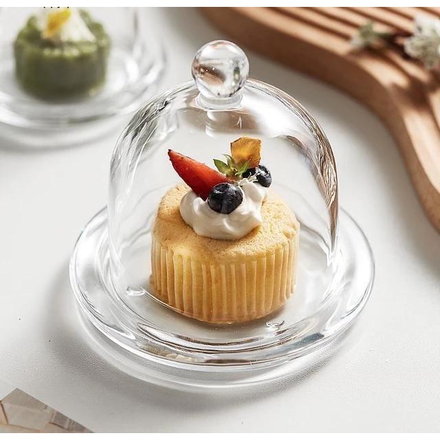 Best Seller Wadah Kue Cupcake Macaron Buah Cake Dome Glass Stand Cover Mini Displa
