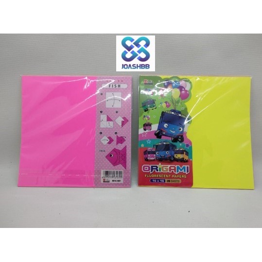 Kertas Origami Sedang 16 x 16 cm / Fluorescent Papers / Kertas warna