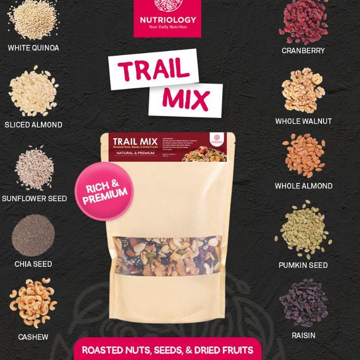 

♦ Trail Mix Nutriology 500GR - Roasted Nuts, Seeds, & Dried Fruits (Premium) ➻