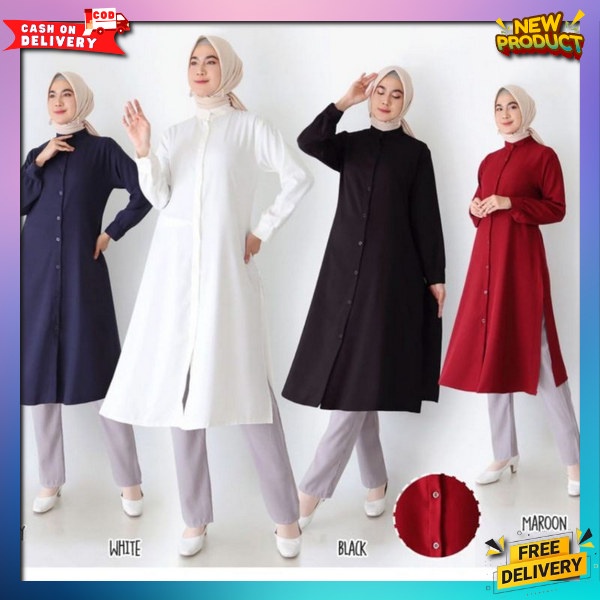 Pakean Tunika Korea Style Dras Tunik Cwek Kerja Bsju Thuni Wnita Korea Style Tunic Kasual Waita Thun