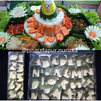 ✔️[Paket Hemat Cetakan Huruf dan Angka] cetakan wortel cutter huruf angka stainless tumpeng garnish|
