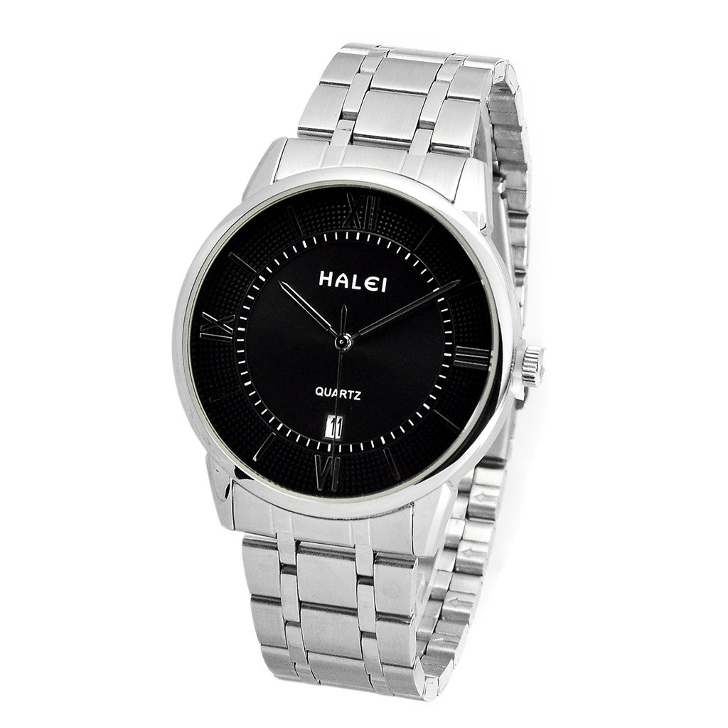 Halei Jam Tangan Pria Analog Kasual Formal Haleiwatch 566 M Silver Stainless Anti Karat Garansi Water Resist Original