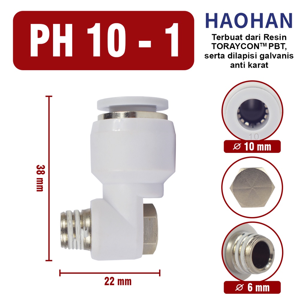 PH PNEUMATIC FITTING Fitting push in pneumatic model elbow