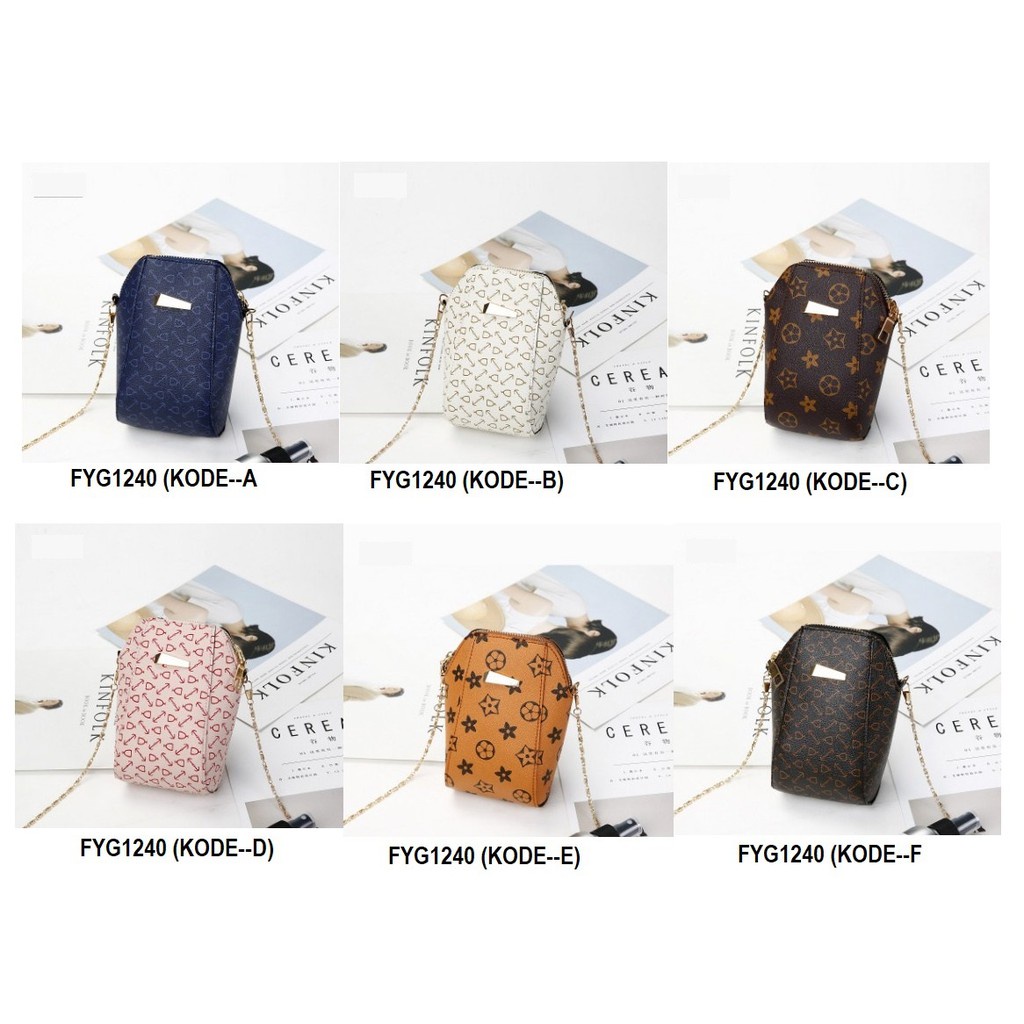 FYGALERY FYG1240 TAS HP CLASSIC MOTIF HANDPHONE ZIPPER BAG FASHION  IMPORT  TAS SELEMPANG MINI