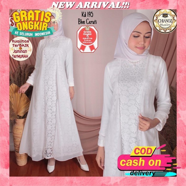 Radiyah Syari Gamis Ceruty Premium By Aku Karissa (Dewasa) Gamis Syar'I Set Khimar Ceruty Chianoz Ga