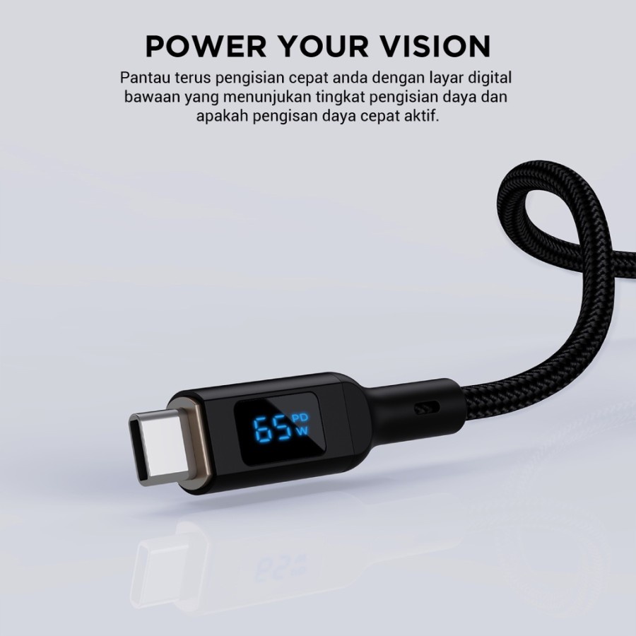 Kabel Charger Aukey CB-MCC101 USB C to C 5A LED Display 1M - 501672