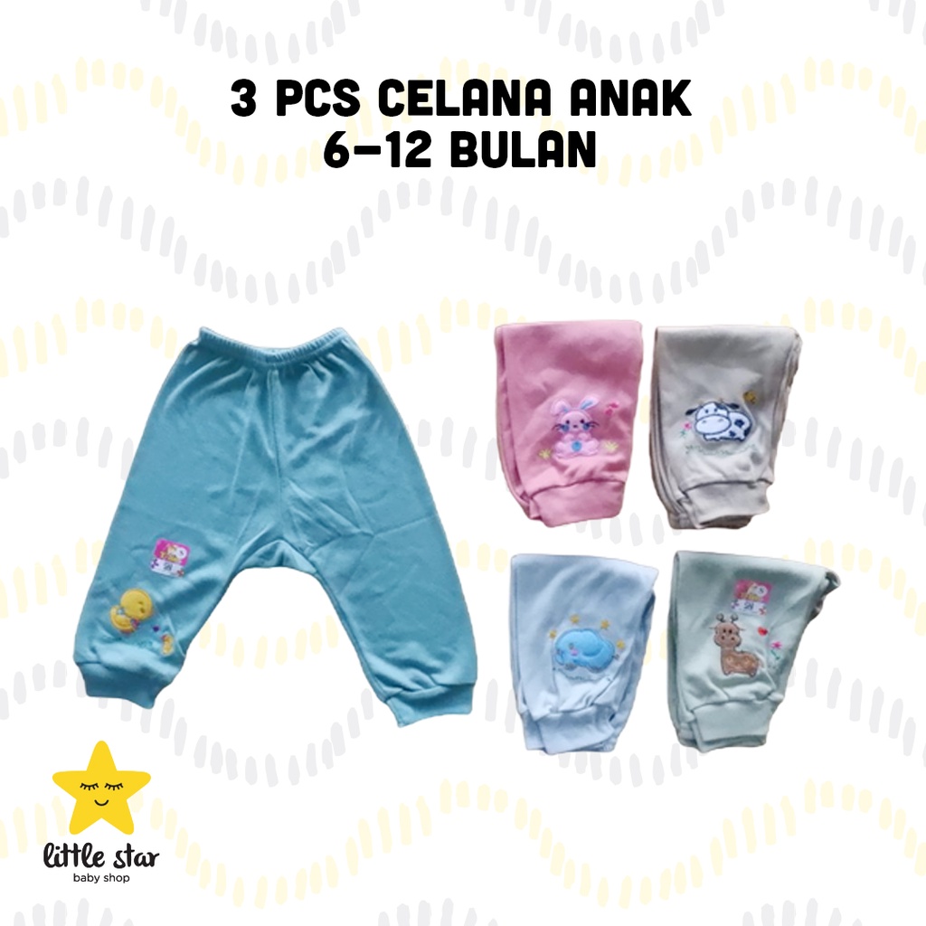 3 PCS - Celana Panjang Anak Bayi Cewek Cowok | Celana Buka Buntu