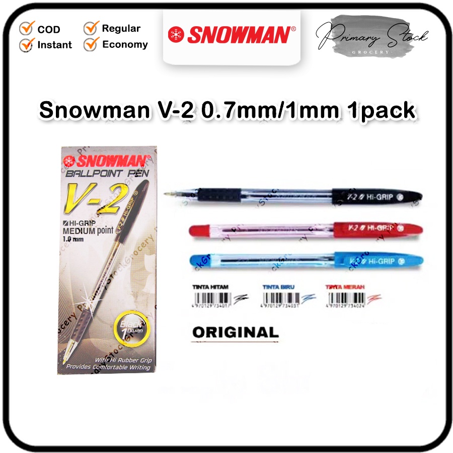 

Pulpen Snowman V2 V 2 0.6 Hitam Pen 1.0 Biru 1 Pack Dus Pak