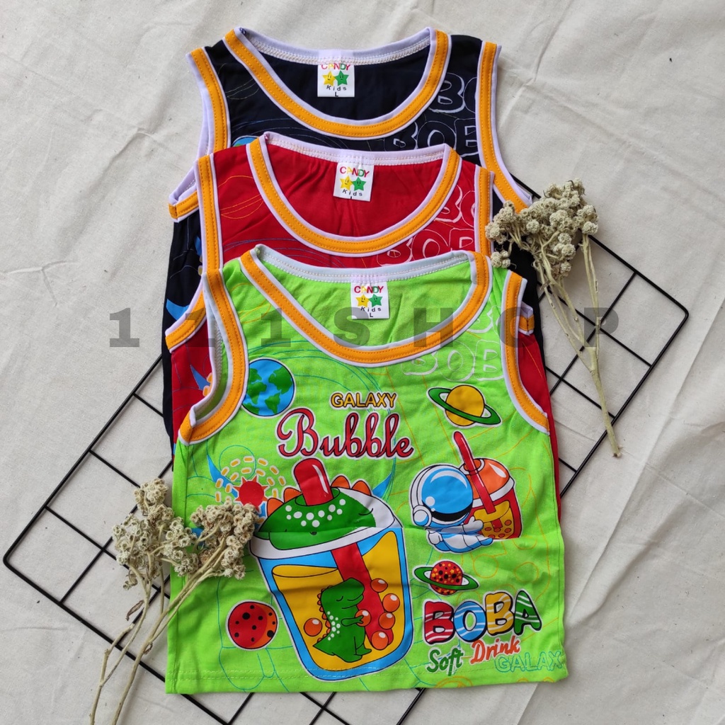 SETELAN BAJU ANAK SINGLET BERGAMBAR