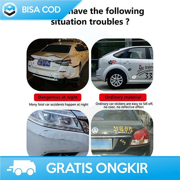 STIKER REFLEKTOR BUMPER BELAKANG MOBIL STICKER WARNING WATERPROOF 1181