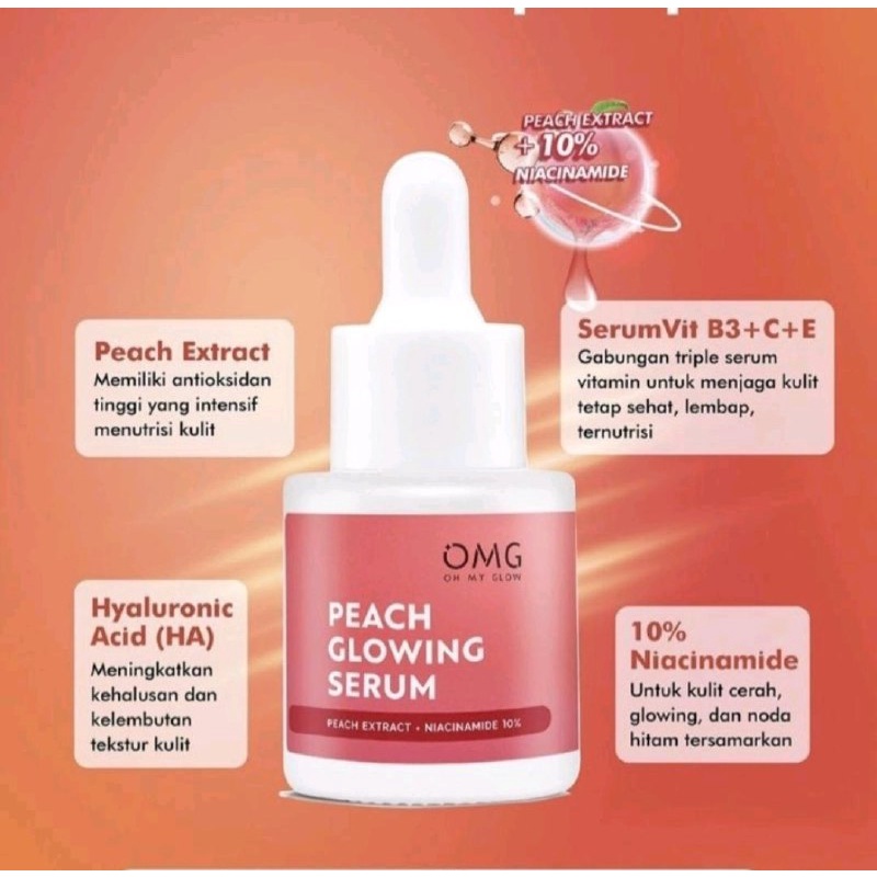 OMG OH MY GLAM ACNE MUGWORT SERUM 20ML SERUM WAJAH OMG PEACH GLOW 20ML