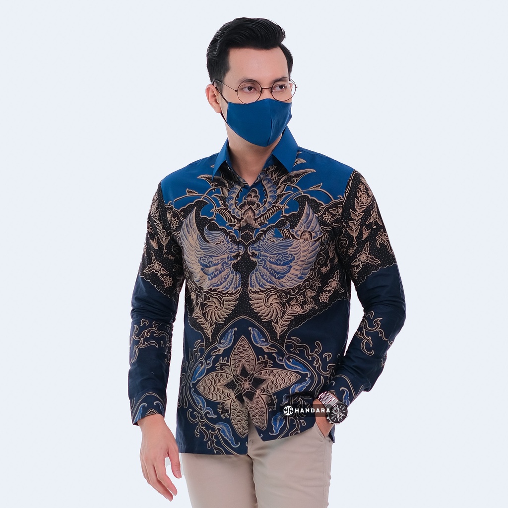 Baju Kemeja Batik Pria Lengan Panjang Slim Fit Premium Modern Full Furing Katun Halus Original Handara Motif Narasinga HB-157