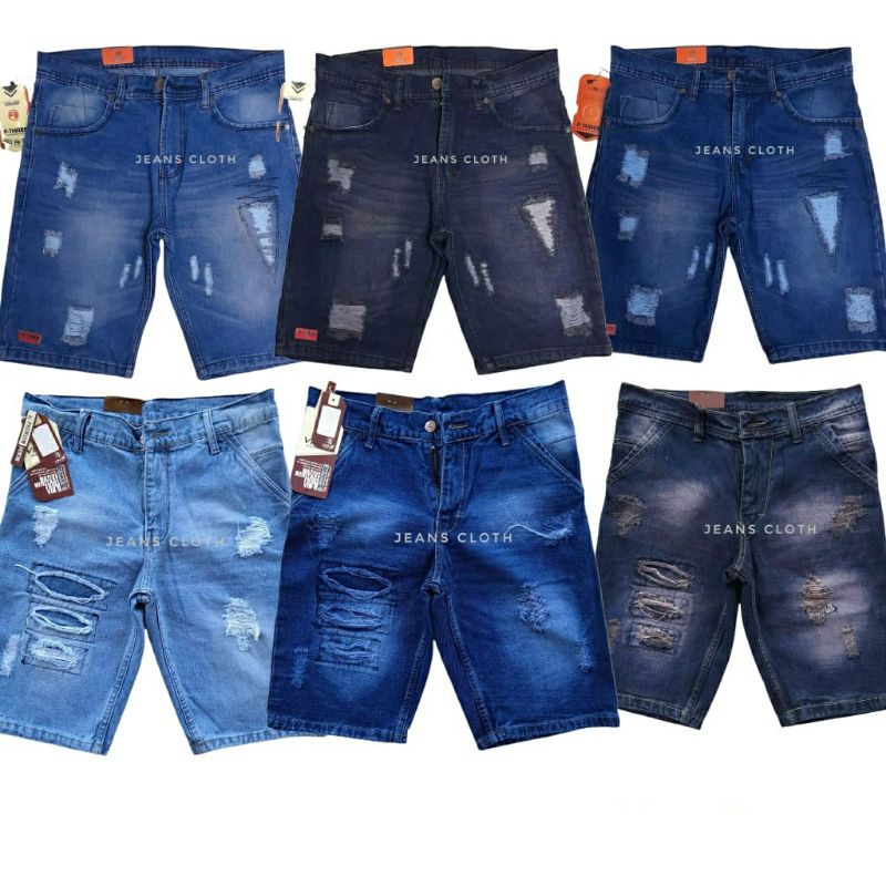 Celana Pendek Jeans sobek//Celana Ripped Distro//Celana pendek Pria Sobek size Jumbo