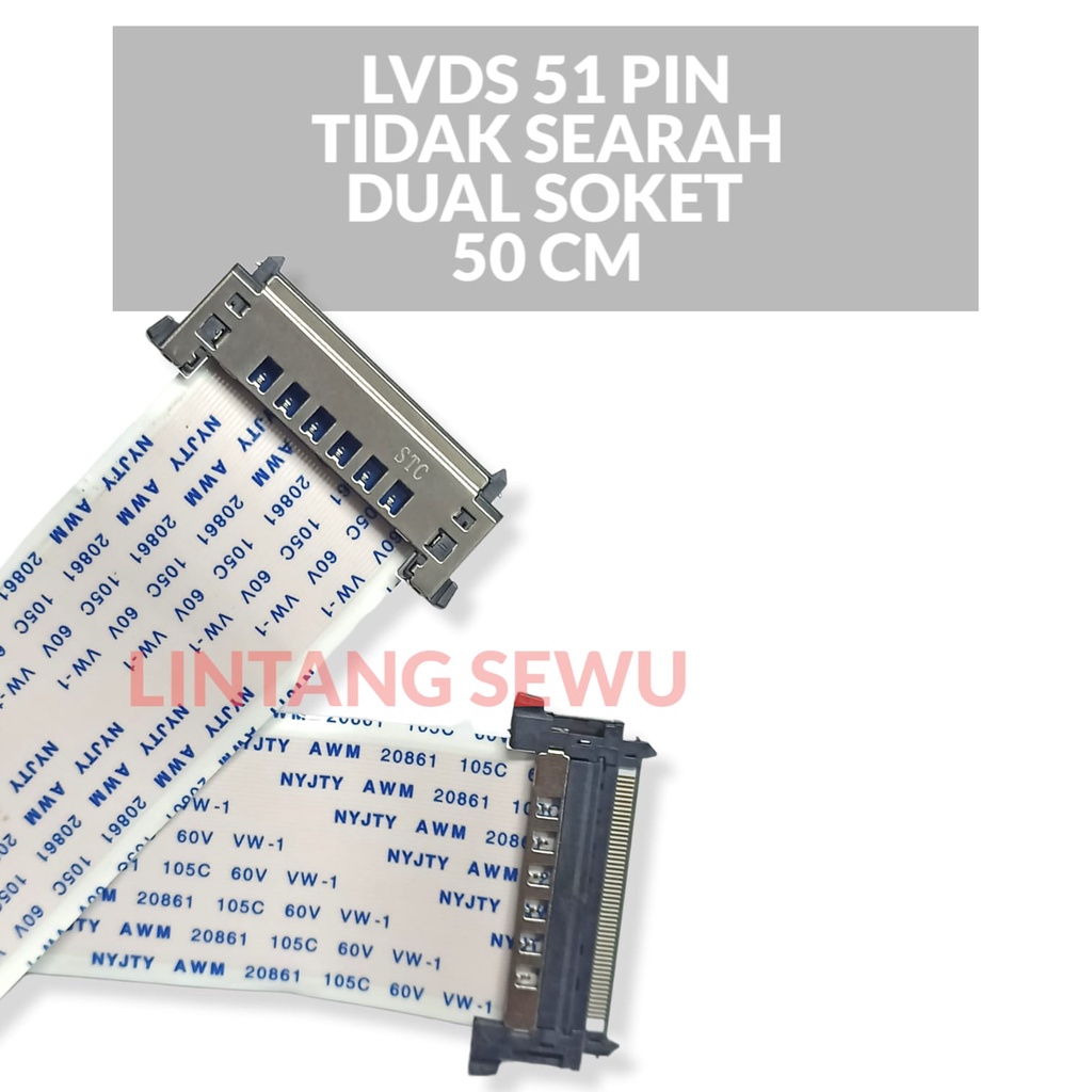 KABEL LVDS FHD 51 PIN TIDAK SEARAH DUAL SOKET 50 CM FLEXIBLE CABLE LVDS