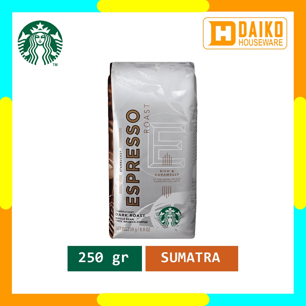 Kopi Starbucks Whole Bean Espresso Roast - Dark Roast Coffee Sachet Bag 250 gr