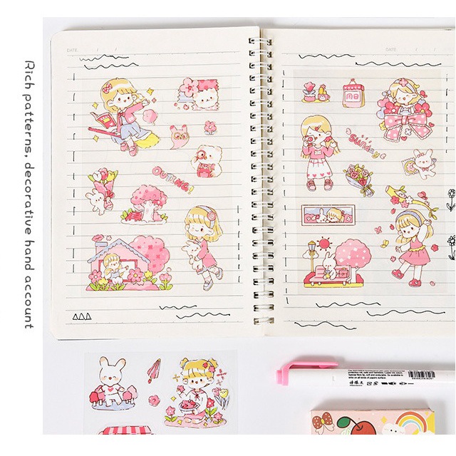 ISI 4 LEMBAR MANDOU ANIME GIRL KARTUN SERIES CUTTING STICKER DECORATIVE PACK STIKER DEKORASI JOURNAL LUCU PET TRANSPARANT UNTUK HIAS SCRAPBOOK BUKU DIARY HP HOBI JOURNALING DLL @banyak