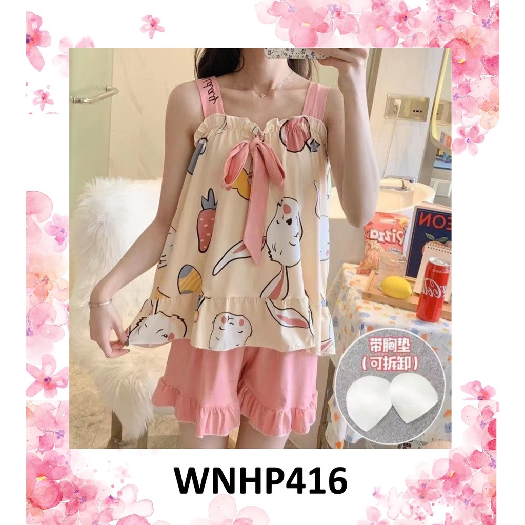 Baju Tidur Wanita Tanktop Tali Motif Floral