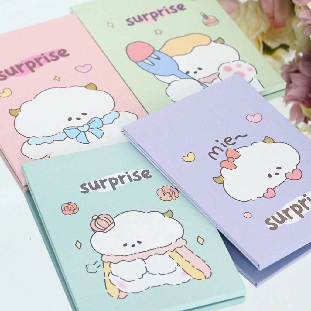 Cermin Buku Lipat Kaca Portable Karakter Cute Random Pastel Kaca Rias Make Up Lipat Buka Tutup