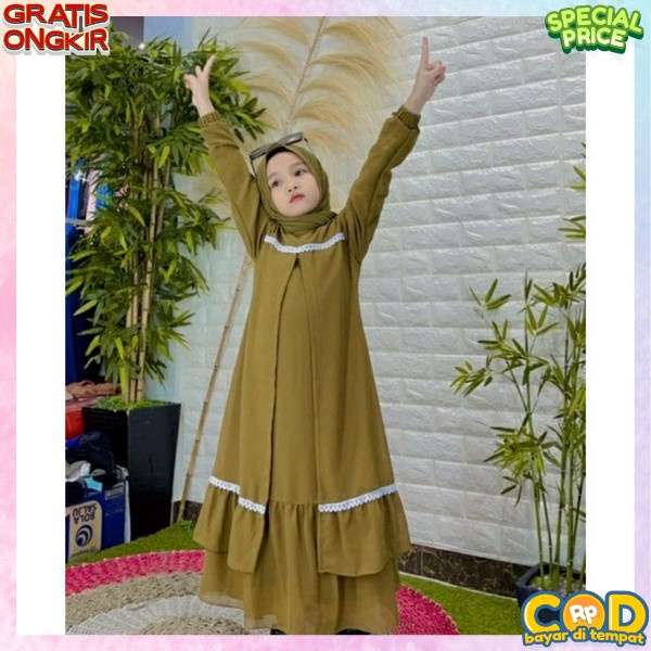 Gamis Anak Perempuan Terbaru Satu Set Jilbab Baju Kekinian Hijab Games Tanggung Murah Lebaran 2023 I
