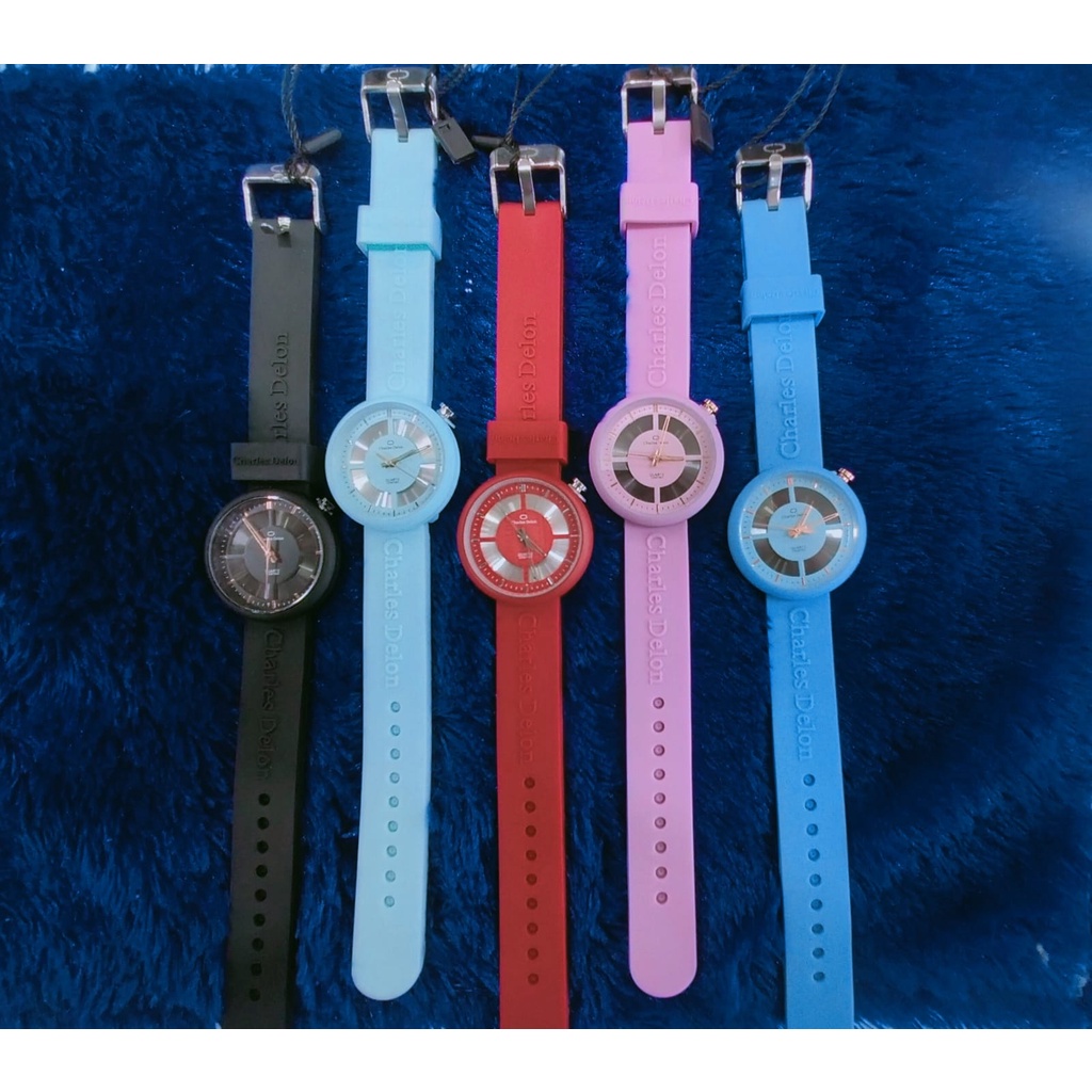 Jam Tangan Wanita Fashion Karet Tahan Air Charles Delon CDW 70001