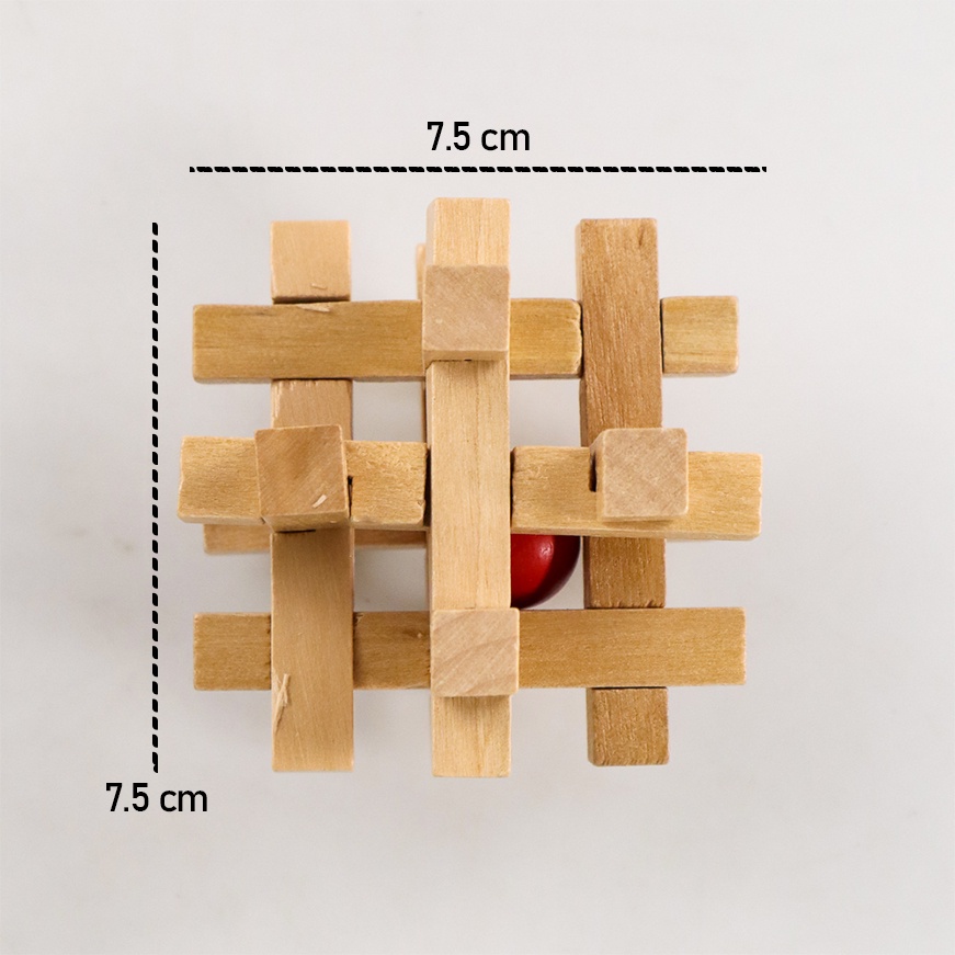 Mainan 3D Wood Puzzle Kayu Tipe Take and Trapped Red Ball