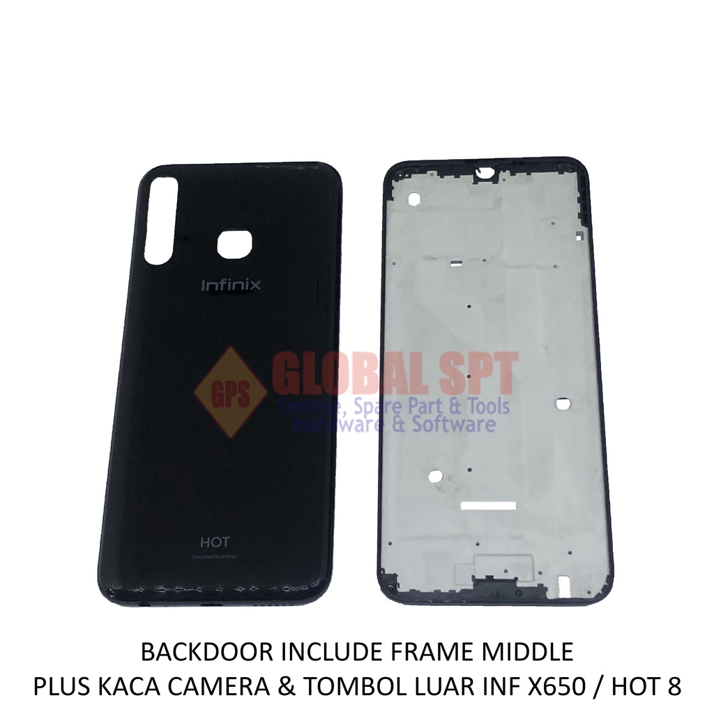 BACKDOOR INFINIX X650 INCLUDE FRAME MIDDLE / BACK COVER HOT 8 / TUTUP BELAKANG