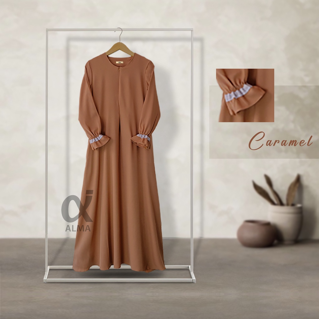 BISA COD Amira Dress | Size S M L XL XXL | Gamis Casual Busui Dress Gamis Renda Baju Muslimah