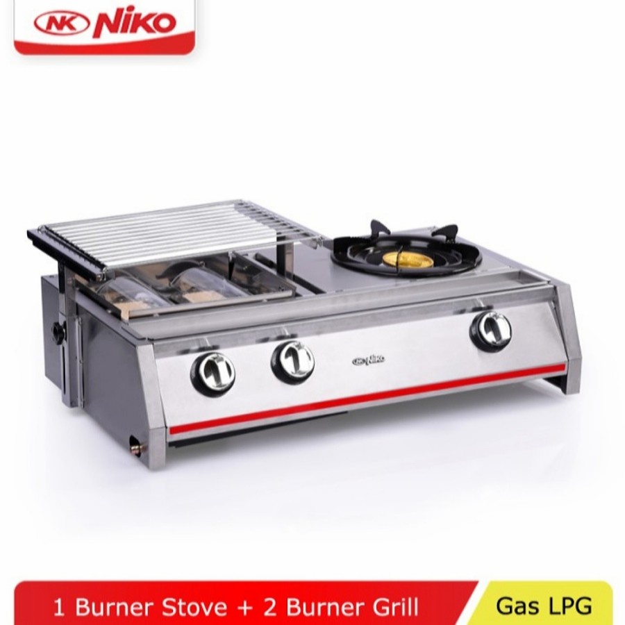 NIKO Kompor Gas Panggang BBQ 2 in 1 Combo NK GRS21 Stainless