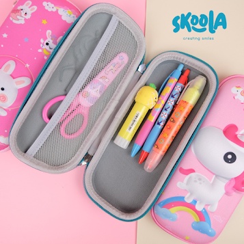 Skoola Tempat Pensil Anak Perempuan Hardtop 3D Lucu Unicorn Rabbit Cat - Tepen