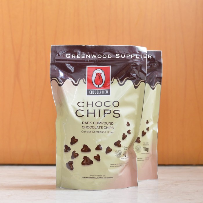 

TULIP DARK COMPOUND CHOCOLATE CHIPS / TULIP CHOCO CHIPS - 1KG