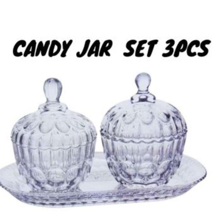 Candy jar Set 3pcs /Toples kaca /Toples lebaran