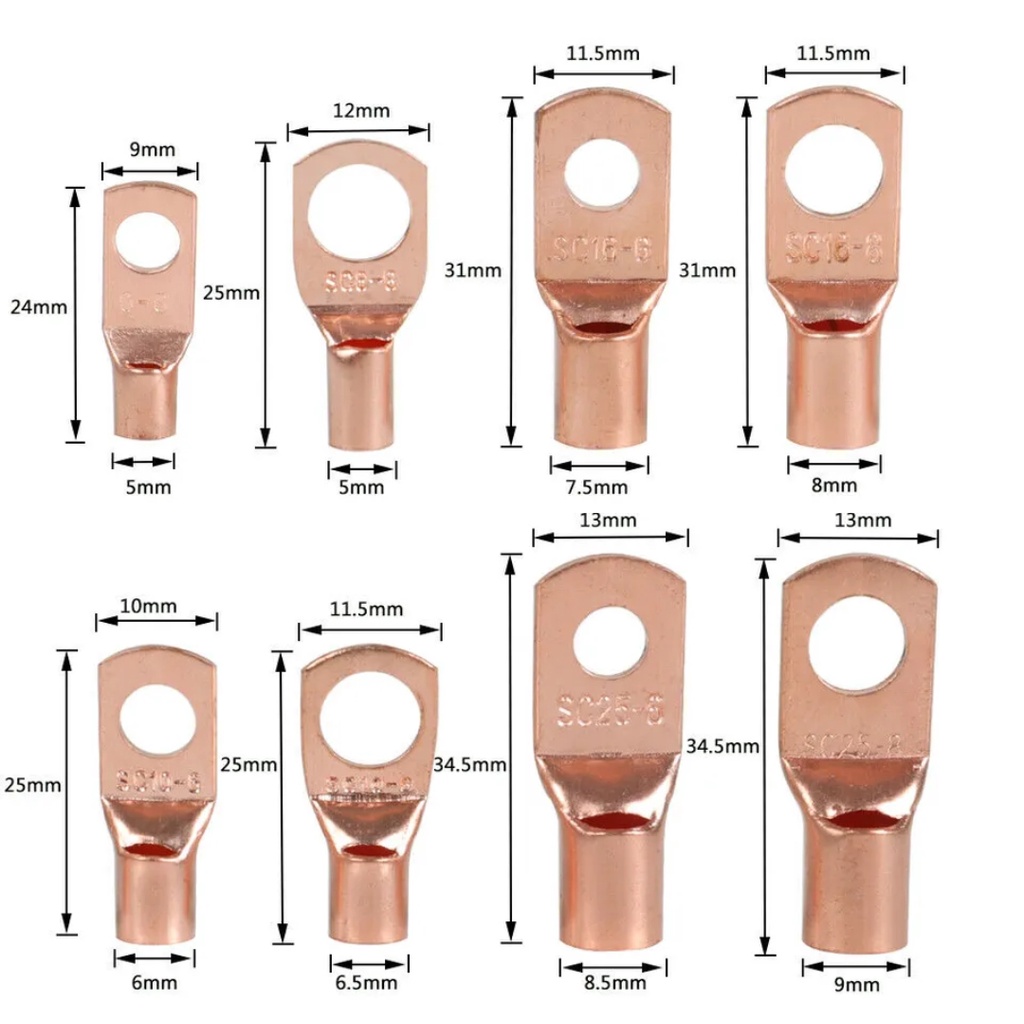 Skun SC Tembaga Cincin Lug Konektor + Heat Shrink 140 pcs