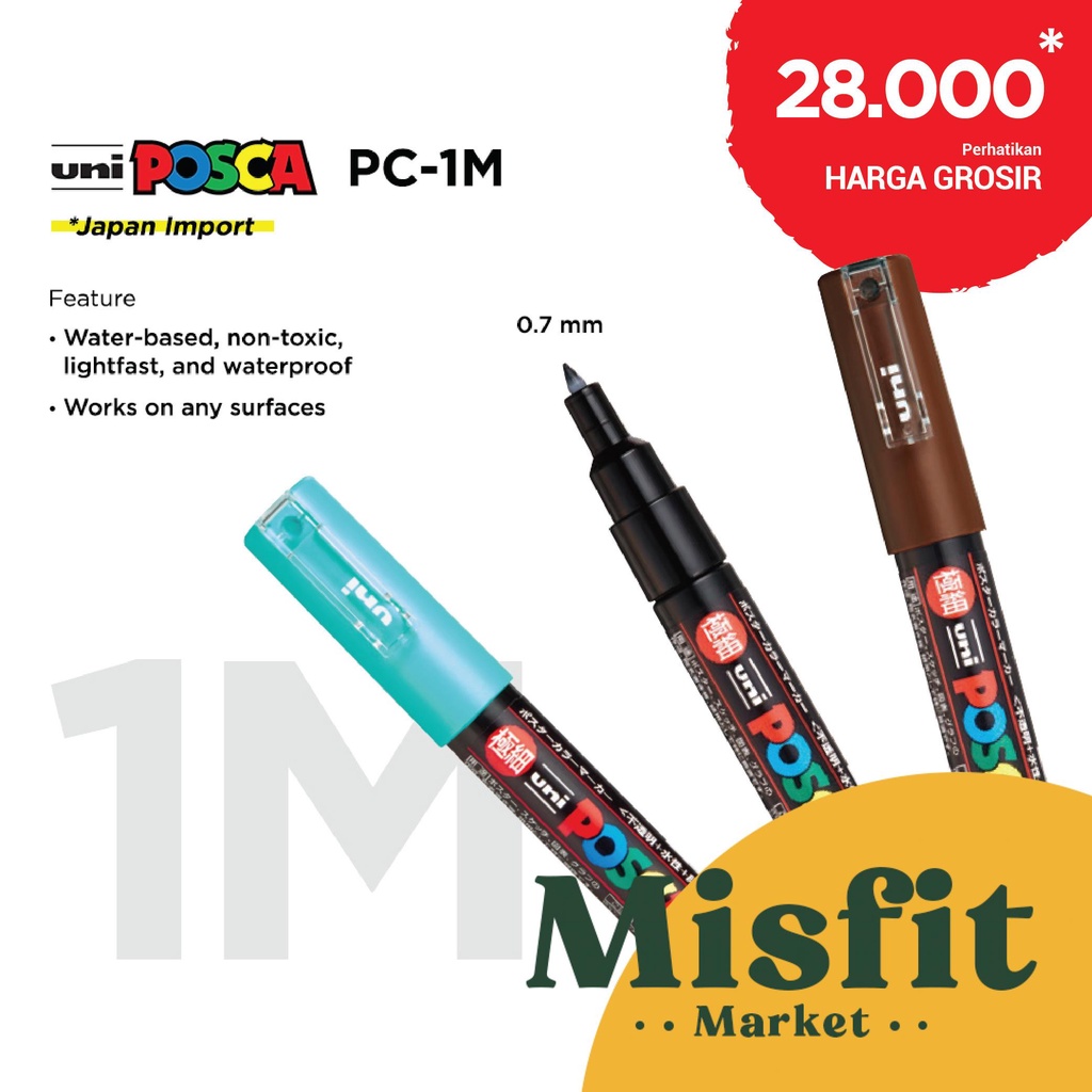 

UNI POSCA PC-1M Paint Marker Pen Spidol (Extra Fine Point) PC1M Acrylic 1mm
