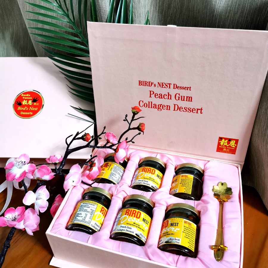 

Hampers Kado Ulang Tahun - Gift Box - Minuman COLLAGEN Peach Gum CONCENTRATE Birds Nest Dessert