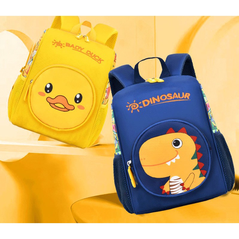 BARU LIN114 Tas Ransel Sekolah Anak Motif Baby Duck Dinosaur -Your Affordable Quality!