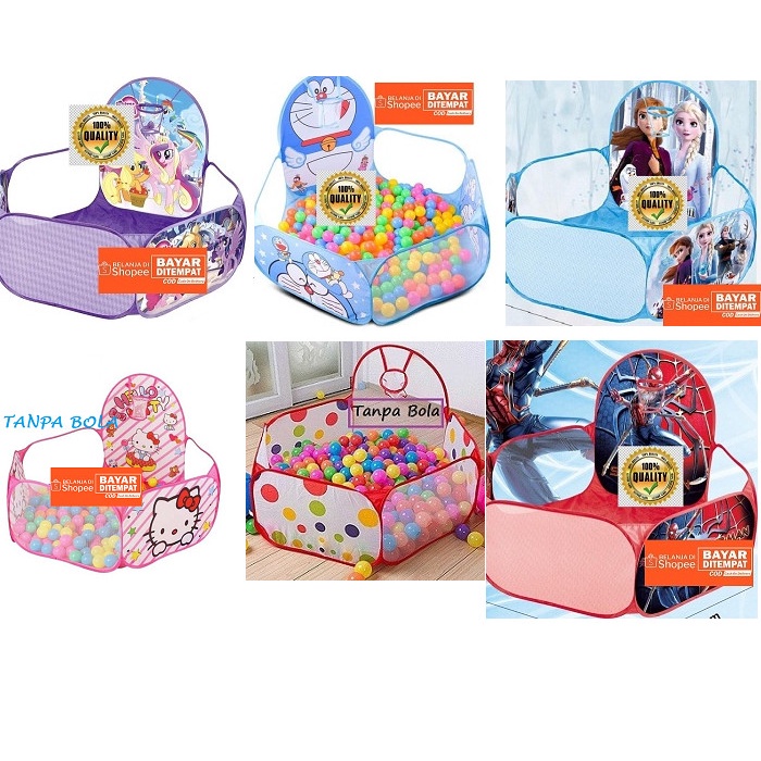mainan anak  MAINAN ANAK TENDA ANAK KOLAM BOLA KERANJANG MANDI BOLA BLUE CAMPING - POLKADOT MERAH(S2