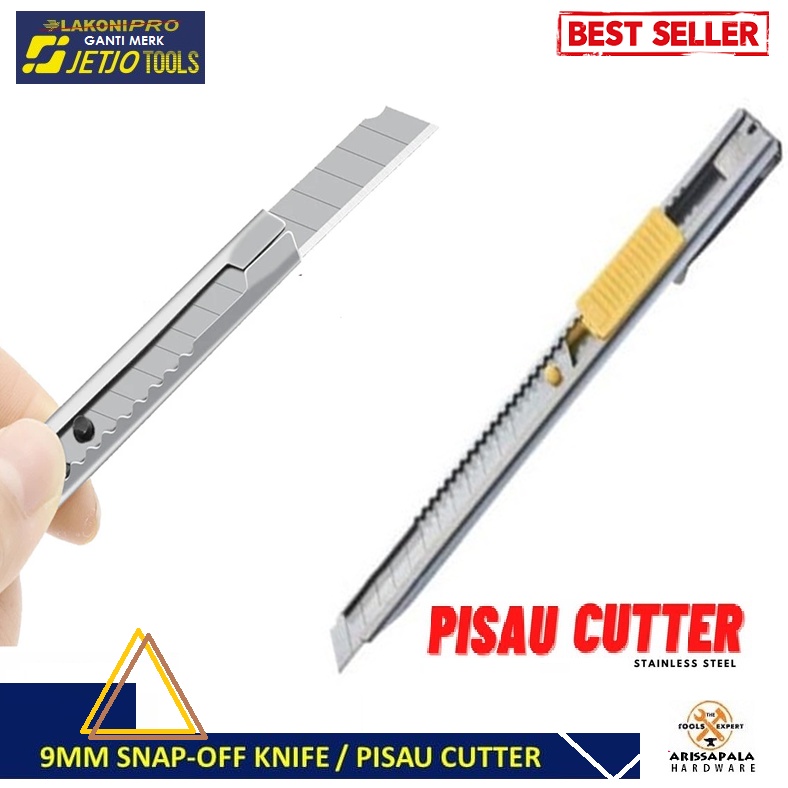 

LAKONI PRO JETJO TOOLS Pisau Cutter 9mm Snap Off Knife Knife Cutter Stainless 9 mm Cuter Stiker Kertas