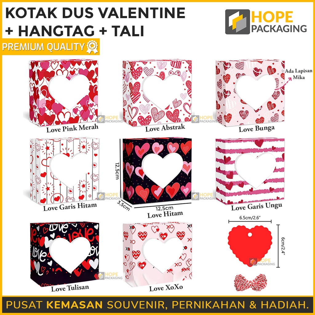 Kotak  Kado / Kotak Dus Valentine termasuk Hangtag dan Tali / termasuk pita / kantong hadiah