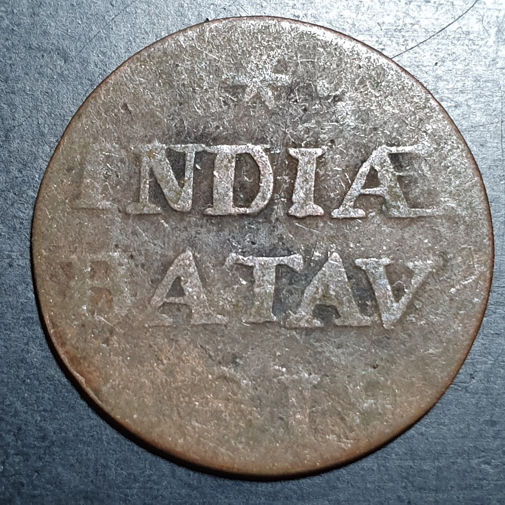 Koin Jaman Belanda Indiae Batav 5 1/16 Gulden 1 Duit 1818 Bekas